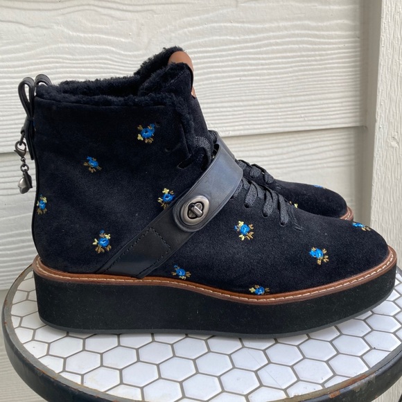 COACH Urban Hiker Boots Black Prairie Leather - Picture 3 of 8